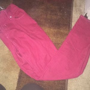 These red jeans are soft and comfortable.